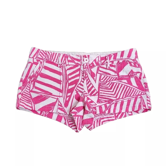 Lily Pulitzer Capri Pink Yacht Sea Walsh Shorts size 14 Short Resort Cotton - Picture 1 of 8